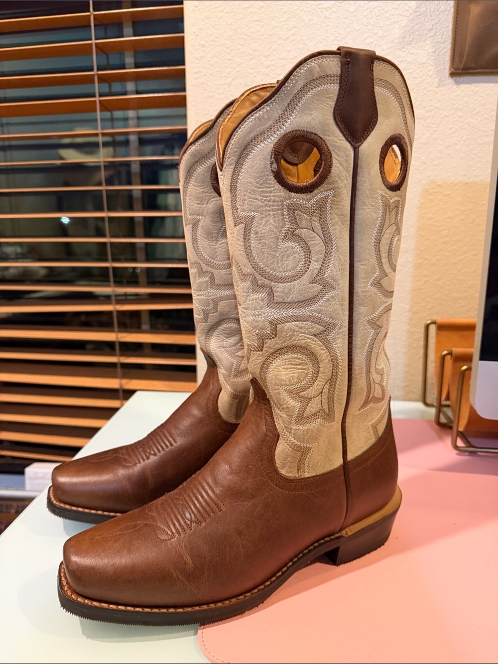 Tecovas Brown & Cream Western Cowboy Boots
